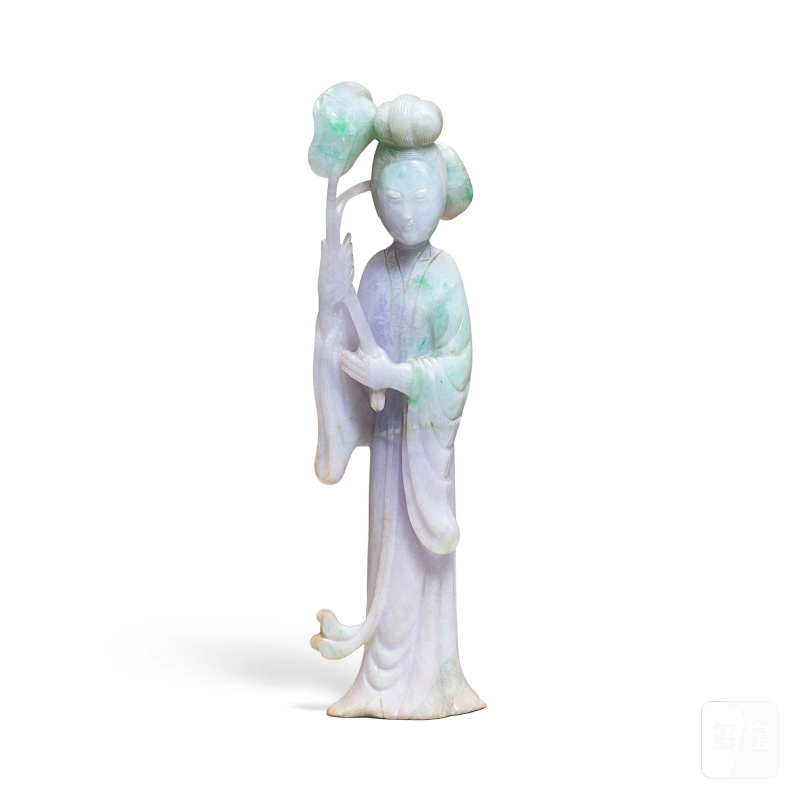 清晚期翡翠雕何仙姑及扳指| A JADEITE CARV-多宝古瓷宝典